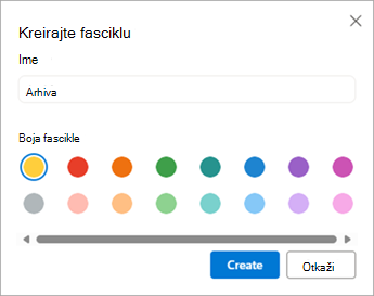 U dijalogu Kreiranje fascikle otkucajte željeno ime fascikle.