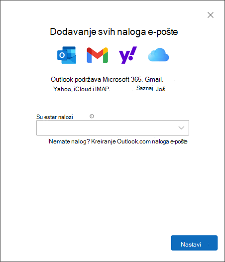 Dodavanje naloga u novi Outlook za Windows