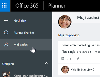 Izaberite stavku Moji zadaci da biste videli samo zadatke u planu