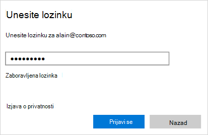 Ekran "Unesite lozinku"