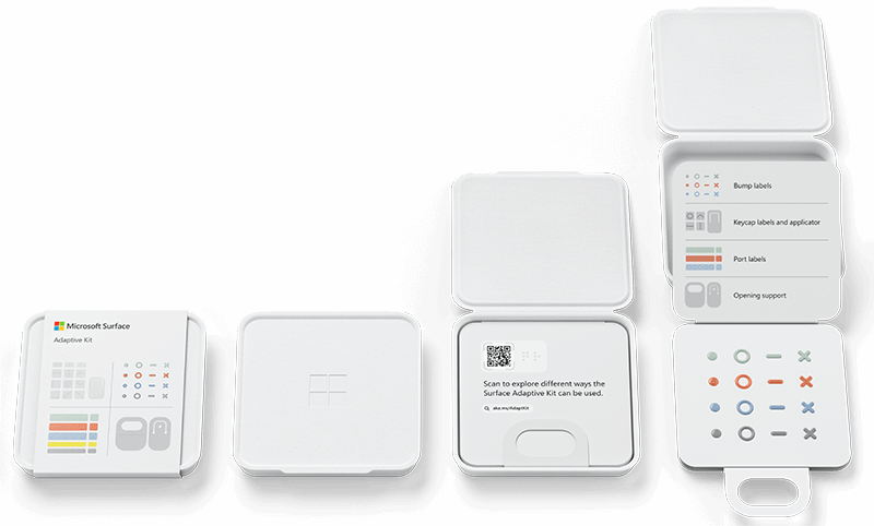 The Surface Adaptive Kit box at each step of the 4 steps to unbox it.  