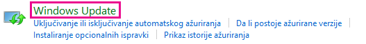 Veza ka usluzi Windows Update operativnog sistema Windows 8 na kontrolnoj tabli