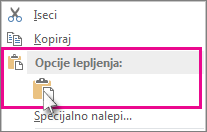 Kliknite desnim tasterom miša i odaberite stavku „Nalepi“