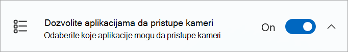 Preklopnik za deljenje kamere je uključen u postavkama Windows uređaja.