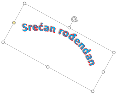 Rotiranje WordArt stavke regulatorom za rotiranje