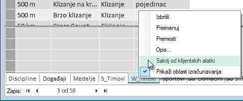 kako se sakrivaju tabele od Excel klijentskih alatki