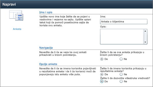 SharePoint 2010 Survey options page