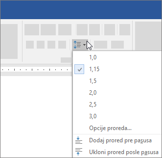 Opcije za promenu proreda u programu Word