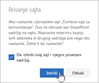 Ako ste sigurni da želite da izbrišete lokaciju, kliknite na dugme Izbriši