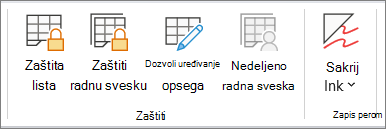 Zaštiti list u okviru "Redigovanje"