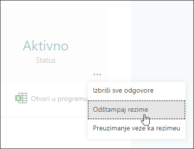 Opcija rezimea štampanja u Microsoft obrascima