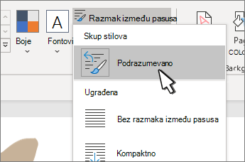 Podrazumevano u okviru izabrana stavka "Skup stilova"