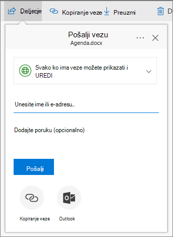 Deljenje datoteke ili fascikle u OneDrive for Business