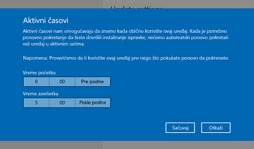 Snimak ekrana prozora dijaloga za promenu vremena aktivnog korišćenja