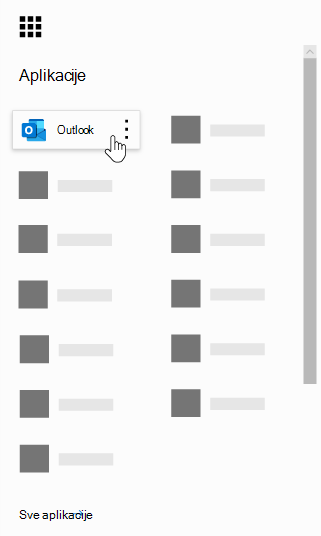 Microsoft 365 pokretanje aplikacija sa markiranom aplikacijom Outlook.