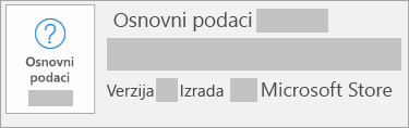 Snimak ekrana koji prikazuje verziju i izdanje je Microsoft Store