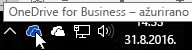 Snimak ekrana koji prikazuje kursor postavljen iznad plave ikone OneDrive sa tekstom OneDrive for Business.