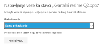 Izaberite stavku „Samo prikaz“ kako biste dozvolili drugima da vide vašu datoteku