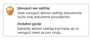 Padajuća lista bezbednosnog upozorenja