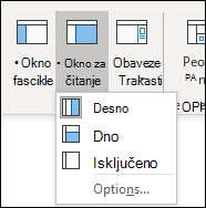Opcije okna za čitanje