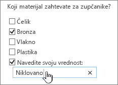 Pitanje ankete Navedite sami vrednost