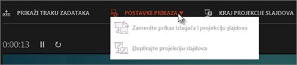 Postavke prikaza u prikazu za izlagača