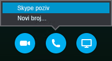 Izaberite „Poziv“ da biste se povezali sa Skype pozivom ili dobili poziv sa sastanka