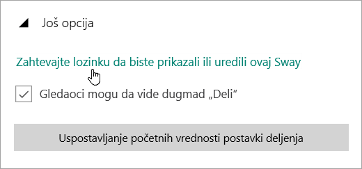 Snimak ekrana menija „Više opcija“