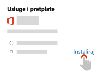 Prikazuje vezu "Instaliraj" na stranici Usluge i pretplate