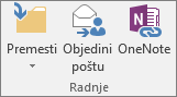 Dugme „Objedinjavanje pošte“ nalazi se na kartici „Početak“ u grupi „Radnje“