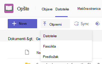 otpremanje datoteka