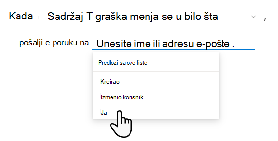 Prilagodite pravilo željenim vrednostima.