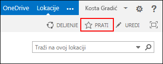 Pratite SharePoint Online lokaciju i dodate vezu ka stranici „Lokacije“ u usluzi Office 365.