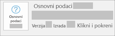 Snimak ekrana koji prikazuje verziju i izdanje je Klikni i pokreni