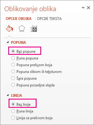 Okno „Oblikovanje oblika“