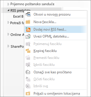 Dodavanje RSS feeda