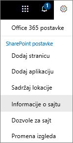 Meni "Postavke" sa izabranom stavkom "Informacije o lokaciji"