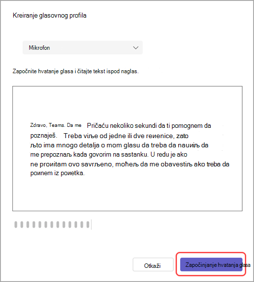 Započnite snimanje glasa u postavkama usluge Teams.