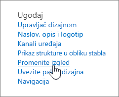 Odeljak "Izgled i doživljaj" sa istaknutom stavkom "Promeni izgled"