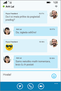 Novi Skype za posao za Windows Phone izgled i doživljaj – prozor razgovora
