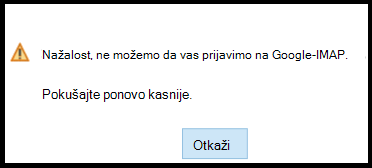 Žao nam je, ne možemo da vas prijavimo u Google – IMAP.

Pokušajte ponovo kasnije.