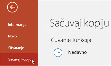 „Datoteka“ > „Sačuvaj kopiju“