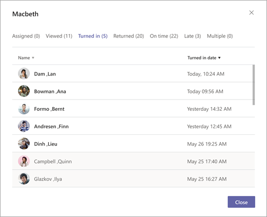 Progress for a single assignment within the Assignment status report