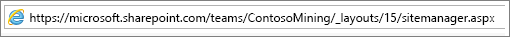 Internet Explorer traka adresa sa sitemanager.aspx umetnuti