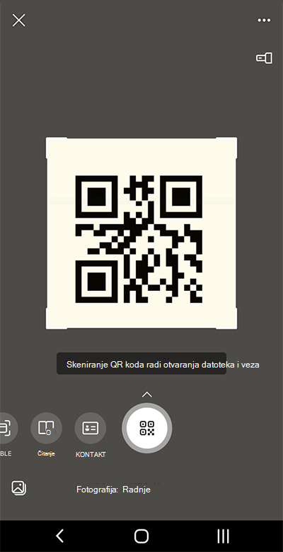 Snimak ekrana iz aplikacije Microsoft Lens na Android telefonu
