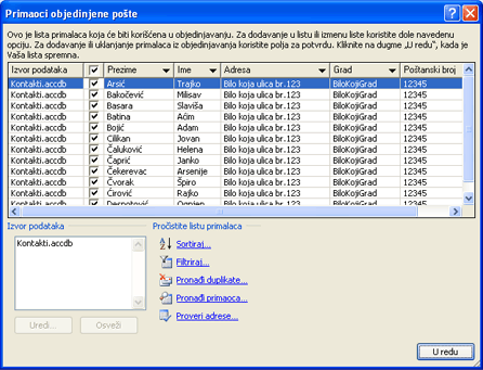 Uredi listu primalaca
