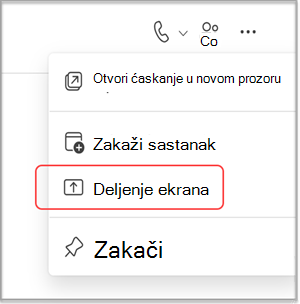 Deljenje ekrana u MS Teams ćaskanju