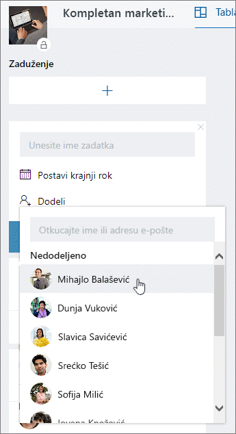 Dodelite nekome kad kreirate novi zadatak