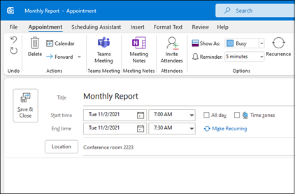 Outlook nova zakazana obaveza