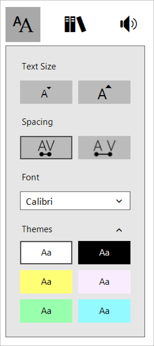 Meni opcije teksta u sveobuhvatne čitač deo programski dodatak učenje alatke za OneNote